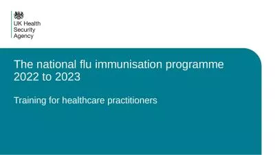 The national flu immunisation programme 2022 to 2023