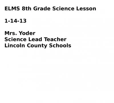 ELMS 8th Grade Science Lesson