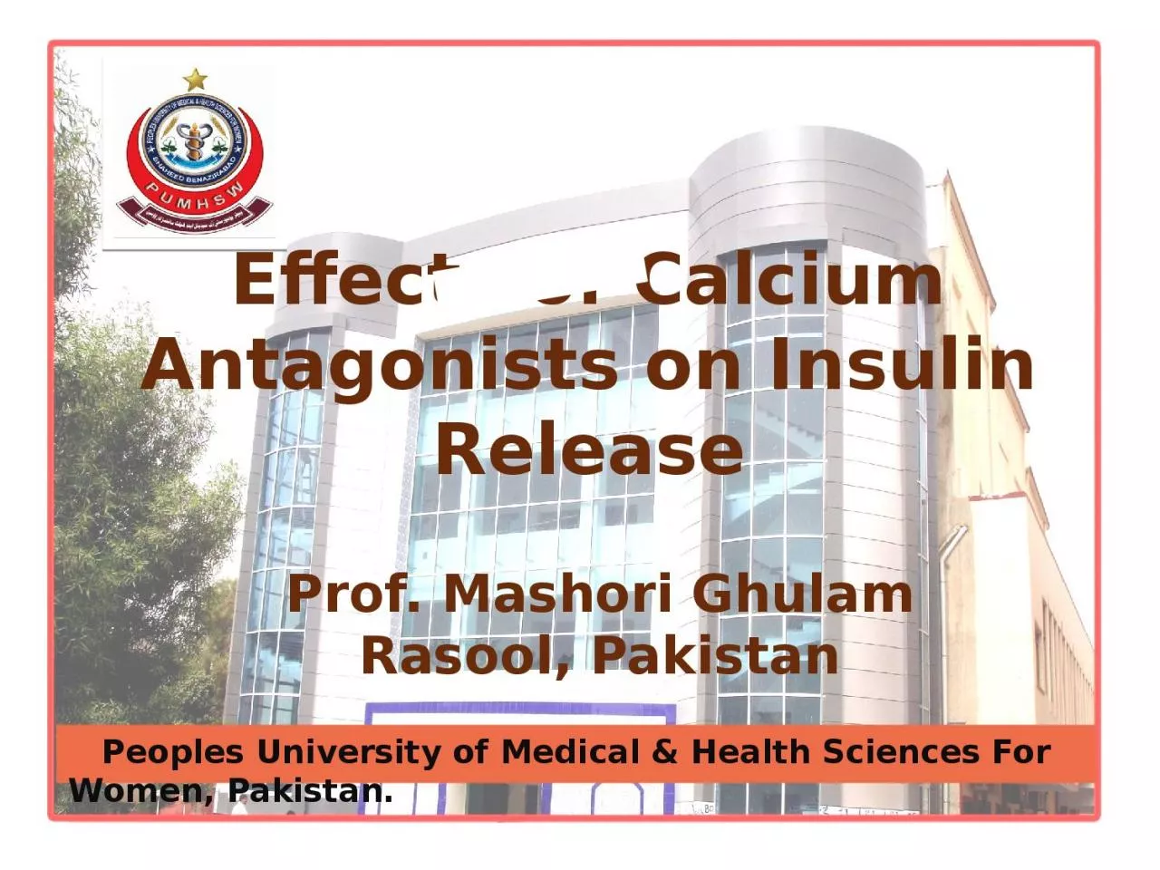 PPT-Effects of Calcium Antagonists on Insulin Release