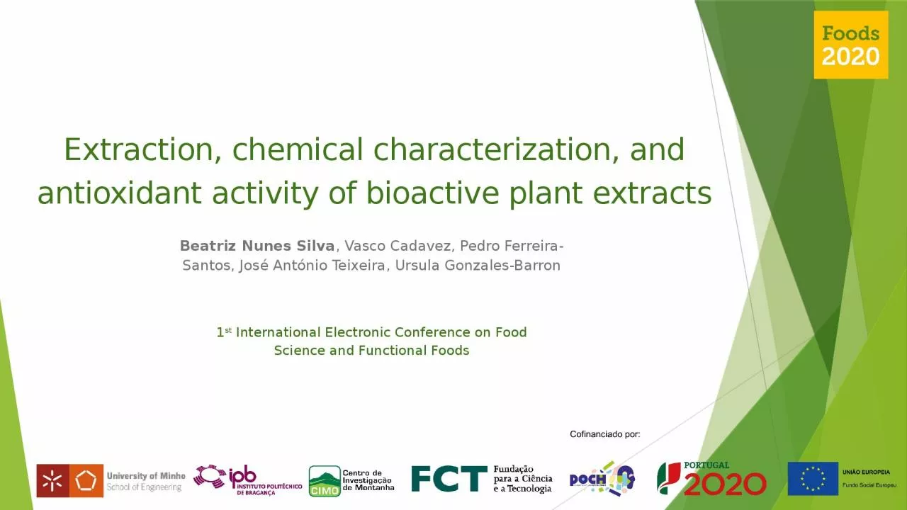 Extraction, chemical characterization, and antioxidant activity of bioactive plant extracts