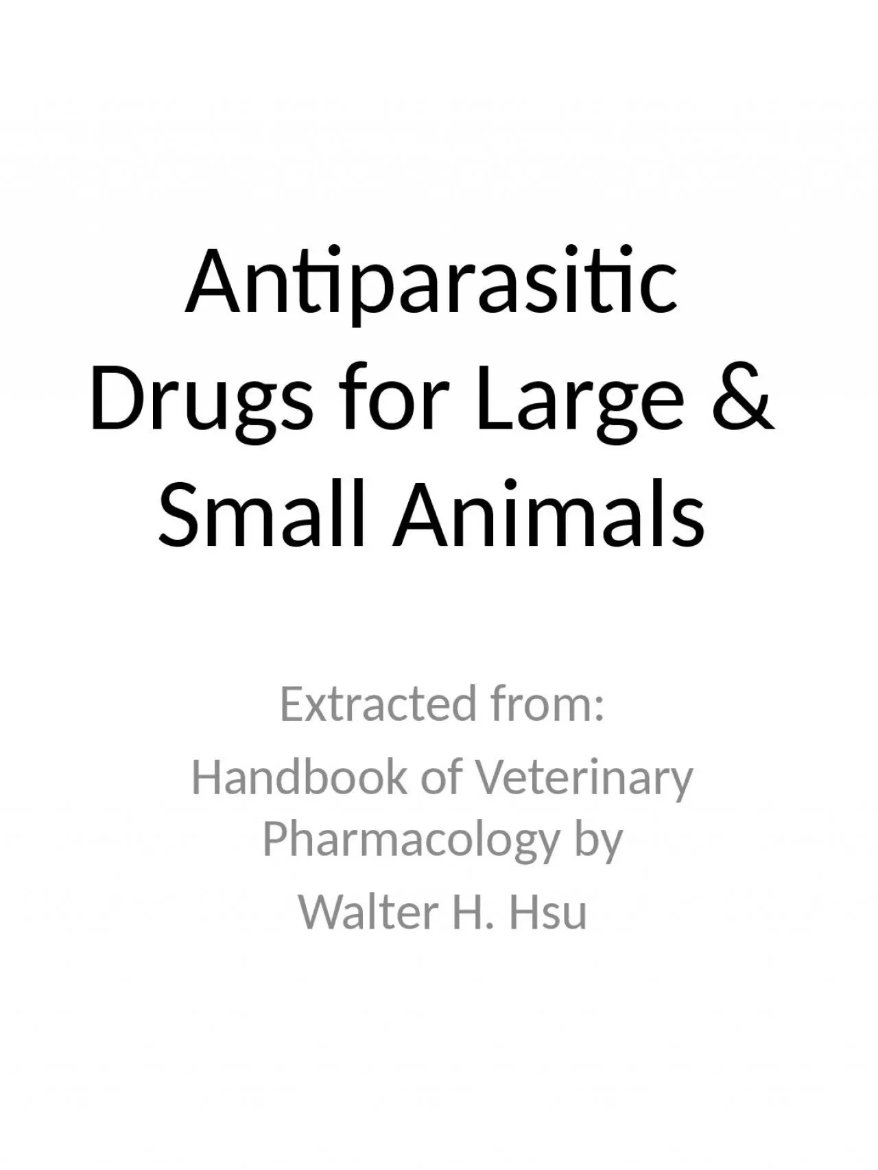 PPT-Antiparasitic Drugs for Large & Small Animals