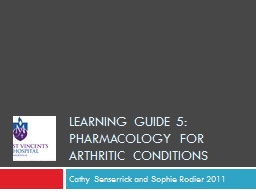 Learning guide 5: Pharmacology for arthritic conditions