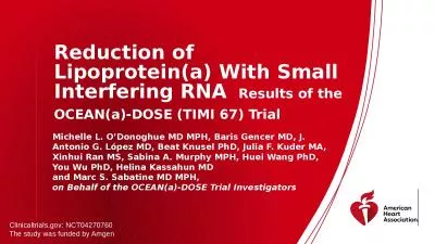 Reduction of Lipoprotein(a) With Small Interfering RNA