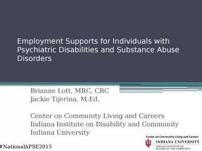 Employment Supports for Individuals with Psychiatric Disabilities and Substance Abuse Disorders