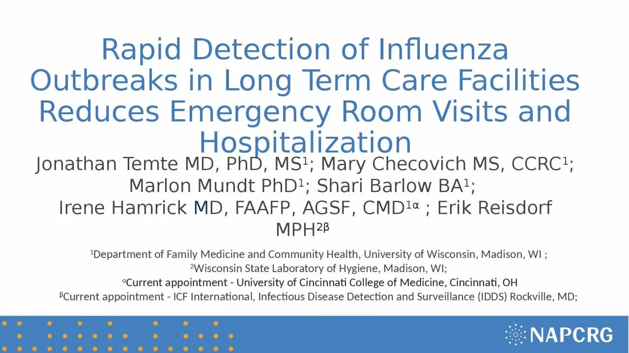 PPT-Rapid Detection of Influenza Outbreaks in Long Term Care Facilities Reduces Emergency