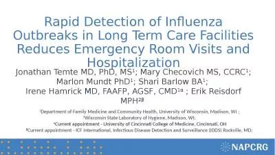 Rapid Detection of Influenza Outbreaks in Long Term Care Facilities Reduces Emergency