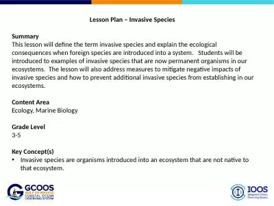 Lesson Plan – Invasive Species