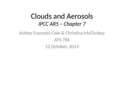 Clouds and Aerosols IPCC AR5 – Chapter