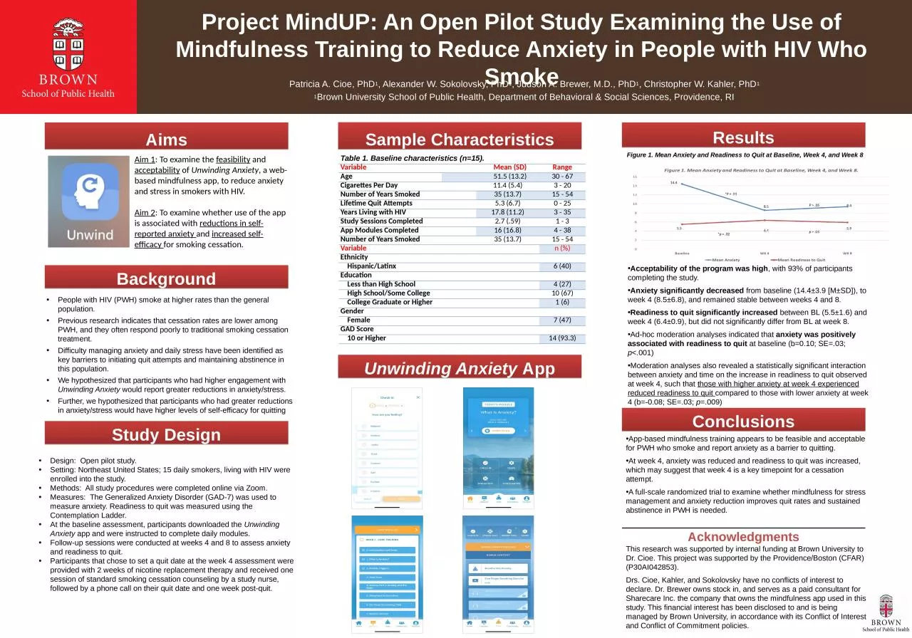 PPT-Patricia A. Cioe, PhD 1 , Alexander W. Sokolovsky, PhD