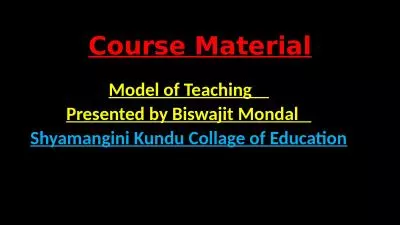 Course Material Model of Teaching