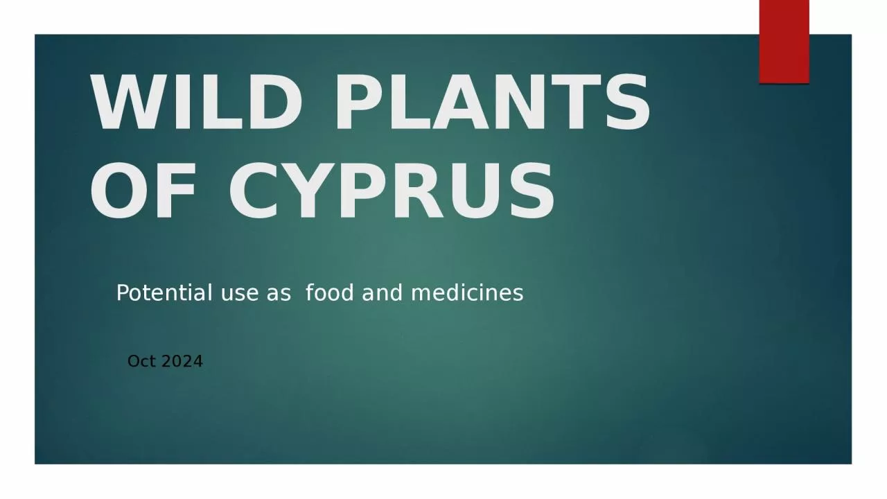 PPT-WILD PLANTS OF CYPRUS Potential