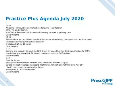 Practice Plus Agenda July 2020