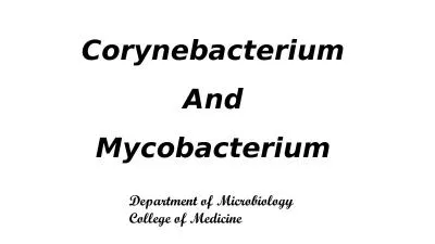 Corynebacterium And Mycobacterium