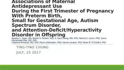 Associations of Maternal Antidepressant Use