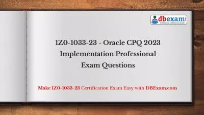 1Z0-1033-23 - Oracle CPQ 2023 Implementation Professional Exam Questions