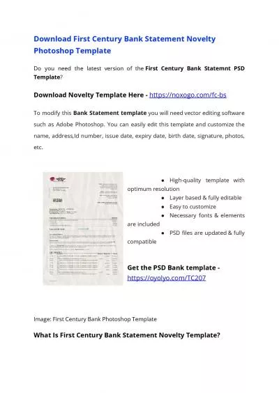 First Century Bank Statement PSD Template – Download Photoshop File