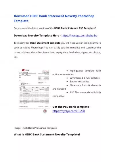 UK HSBC Bank Statement Template – Download MS Word File