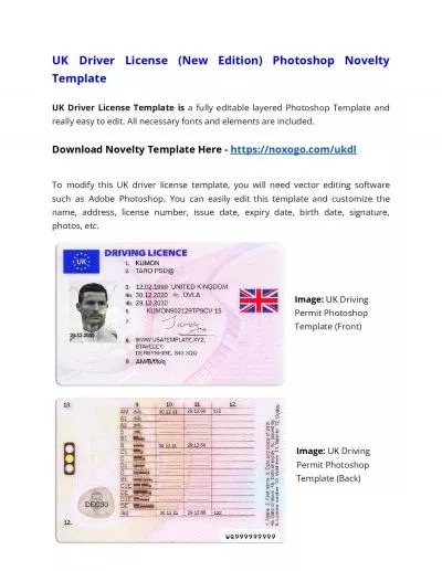 UK Driver License (New Edition) Photoshop Novelty Template