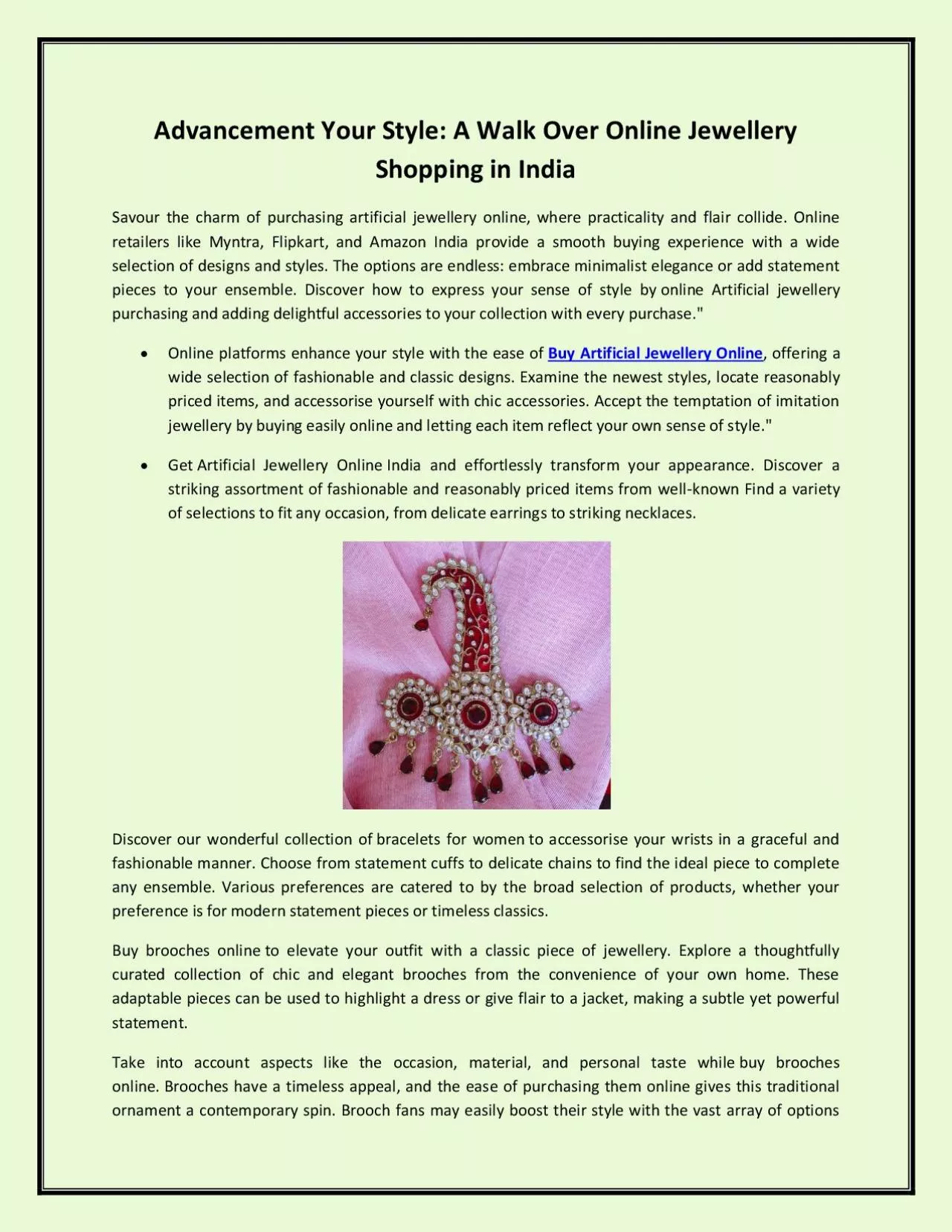 PDF-Advancement Your Style: A Walk Over Online Jewellery Shopping in India