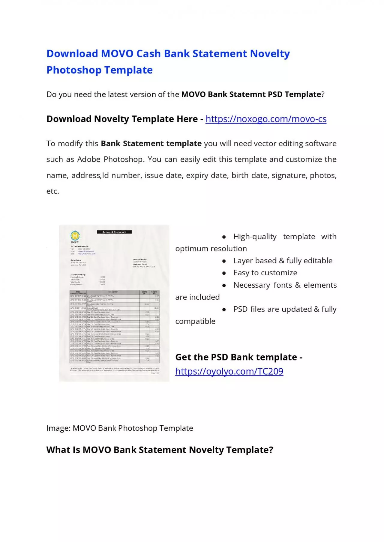 MOVO Cash Statement PSD Template – Download Photoshop File