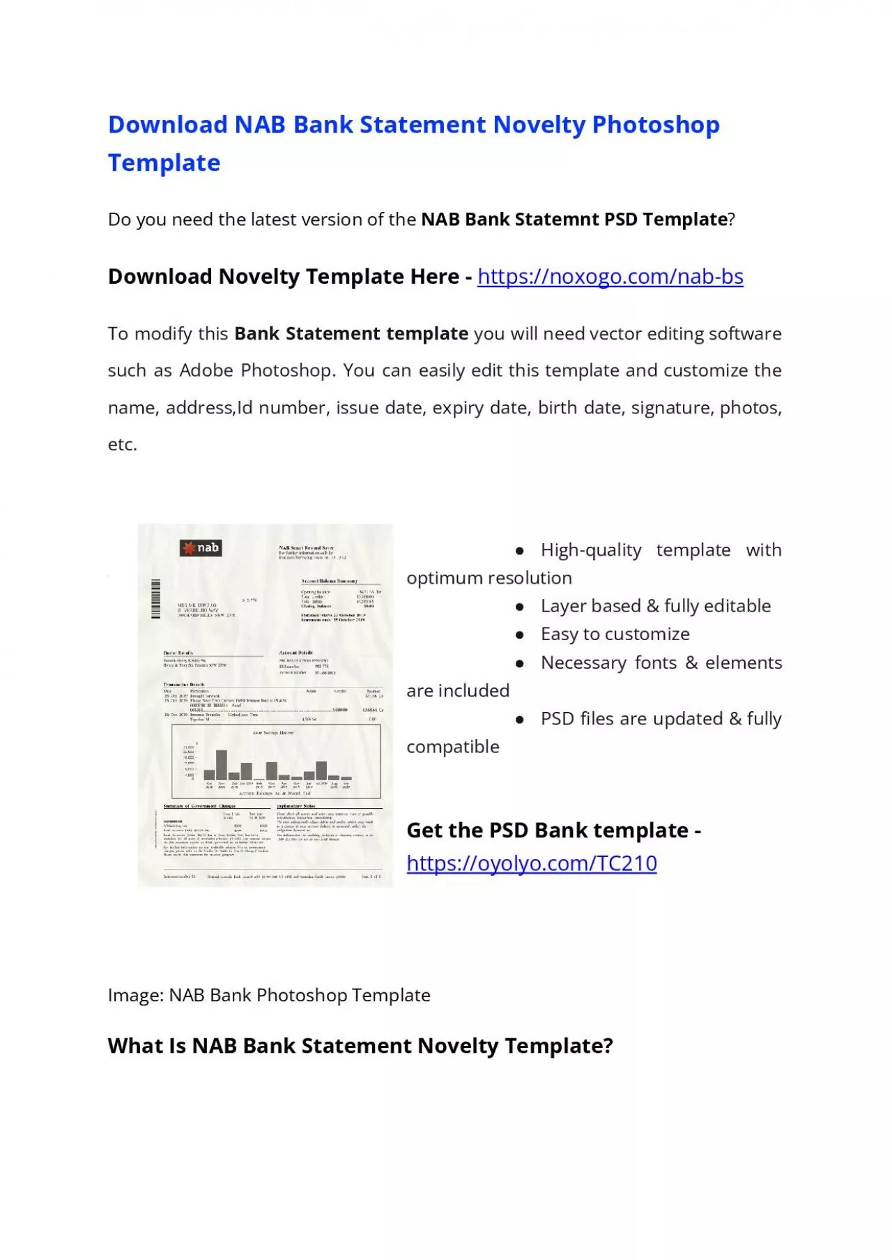 NAB Bank Statement PDF Template – Download