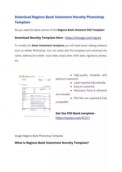 Regions Bank Statement Template – Download MS Word File