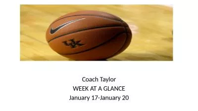 Coach Taylor WEEK AT A GLANCE