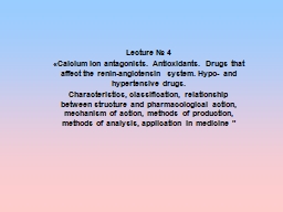 Lecture  № 4  « Calcium