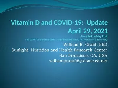 Vitamin  D and COVID-19:  Update April 29,