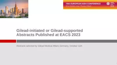 Gilead-initiated or Gilead-supported Abstracts Published at EACS 2023