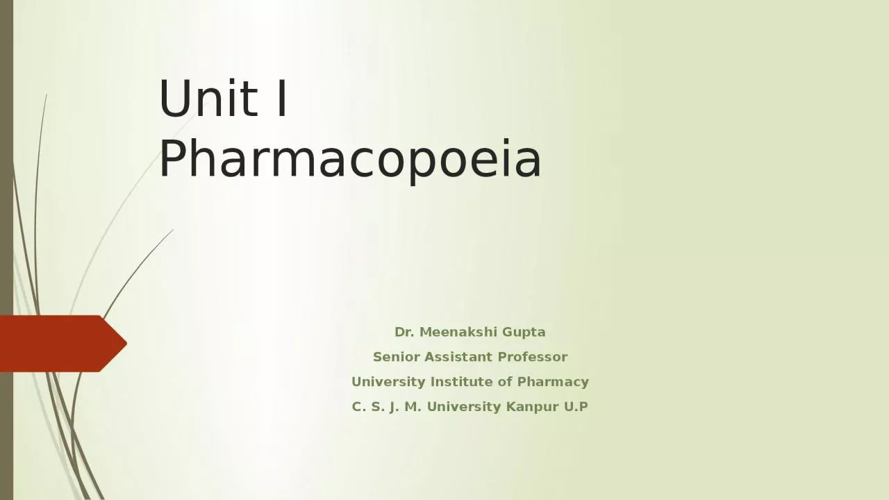 PPT-Unit I Pharmacopoeia Dr.