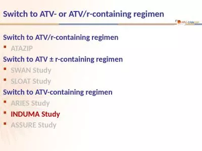 Switch to ATV-  or  ATV/r-containing regimen