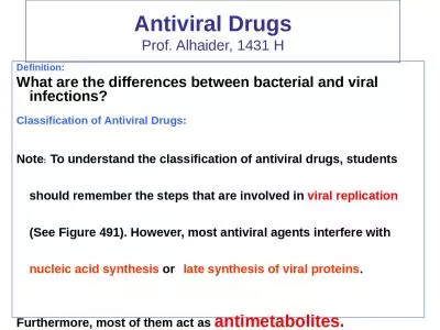Antiviral Drugs Prof.  Alhaider