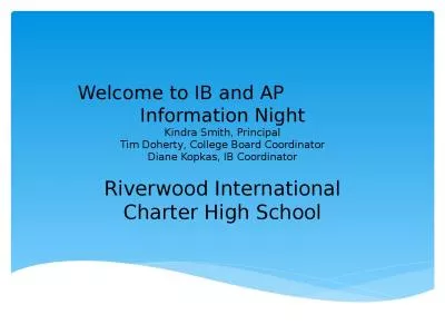 Welcome to IB and AP               Information Night