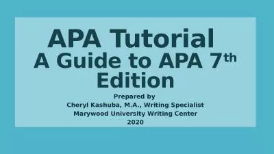 APA Tutorial  A Guide to APA 7
