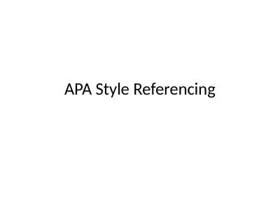 APA Style Referencing APA