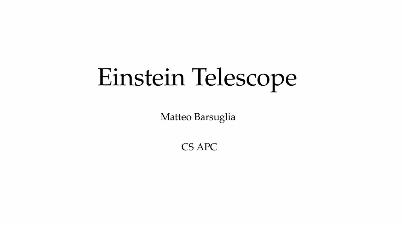 Einstein Telescope Matteo Barsuglia