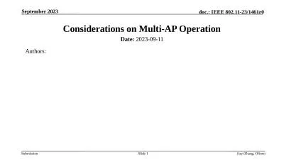 Considerations on Multi-AP Operation