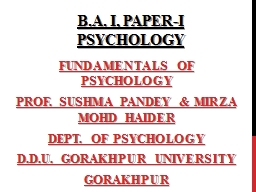 B.A. I, Paper-I  Psychology