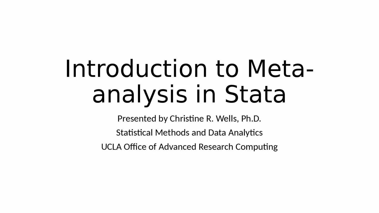 Introduction to Meta-analysis in Stata