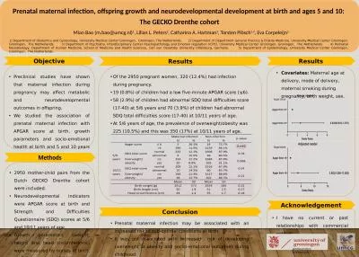 Prenatal maternal infection, offspring growth and neurodevelopmental development at birth