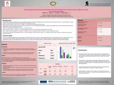 Boston Diagnostic Assessment Examination and Boston Naming Test for Aphasia (short editions) in Gre