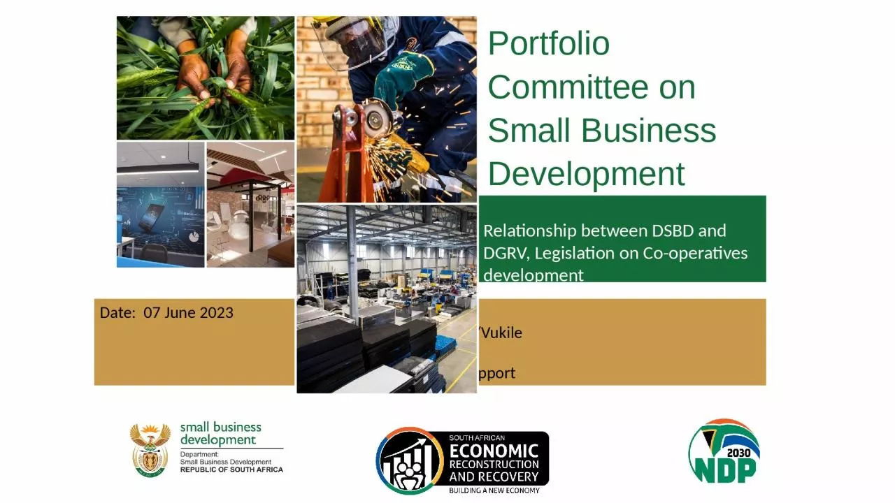 PPT-Relationship between DSBD and DGRV, Legislation on Co-operatives development