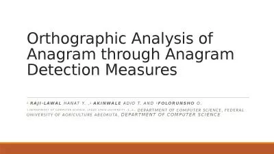 Orthographic Analysis of Anagram through Anagram Detection Measures