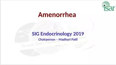 Amenorrhea SIG Endocrinology 2019