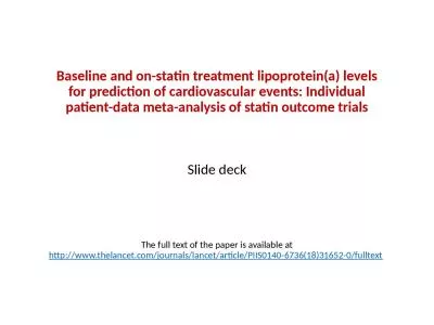 Baseline and on-statin treatment lipoprotein(a) levels for prediction of cardiovascular