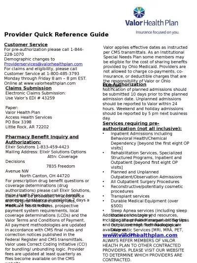 Provider Quick Reference Guide