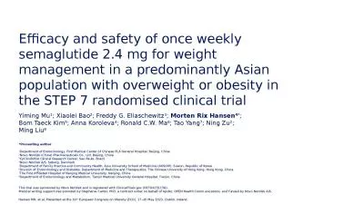 Efficacy and safety of once weekly semaglutide 2.4 mg for weight management in a predominantly Asia