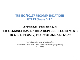 TF5 ISO/TC197 RECOMMENDATIONS