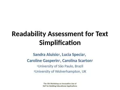 Readability Assessment for Text Simplification